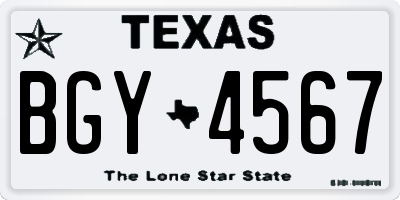 TX license plate BGY4567