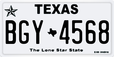 TX license plate BGY4568
