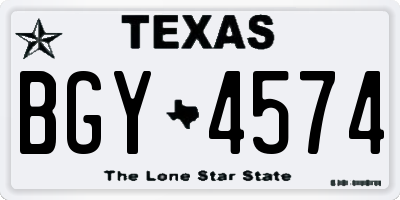 TX license plate BGY4574