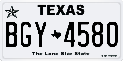 TX license plate BGY4580