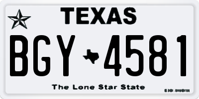 TX license plate BGY4581