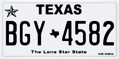 TX license plate BGY4582
