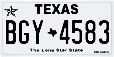 TX license plate BGY4583