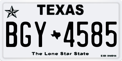 TX license plate BGY4585