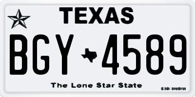 TX license plate BGY4589