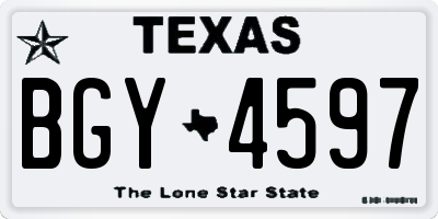 TX license plate BGY4597