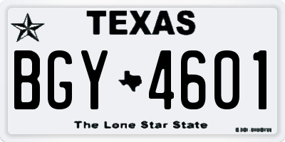 TX license plate BGY4601