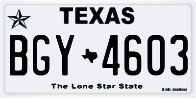 TX license plate BGY4603