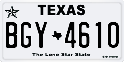TX license plate BGY4610
