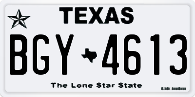 TX license plate BGY4613
