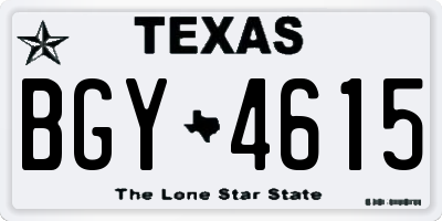 TX license plate BGY4615