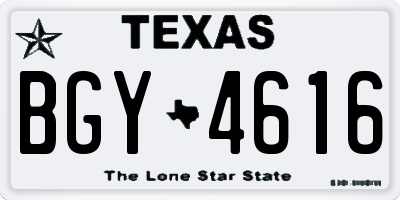 TX license plate BGY4616