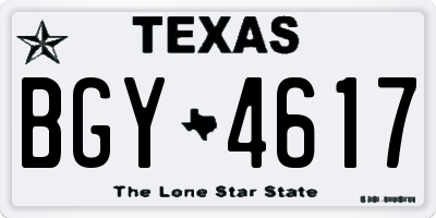 TX license plate BGY4617