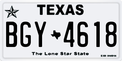 TX license plate BGY4618