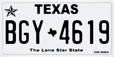 TX license plate BGY4619