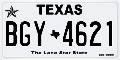TX license plate BGY4621
