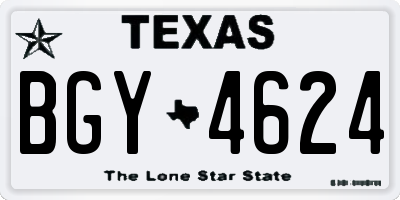 TX license plate BGY4624