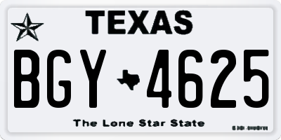 TX license plate BGY4625