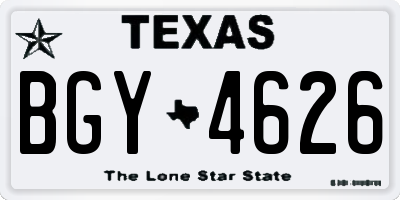 TX license plate BGY4626