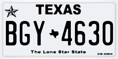 TX license plate BGY4630
