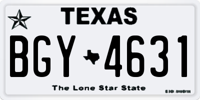 TX license plate BGY4631