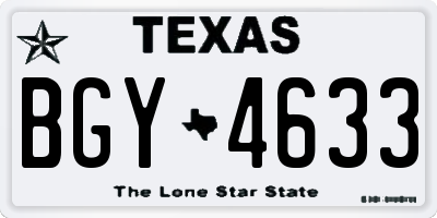 TX license plate BGY4633