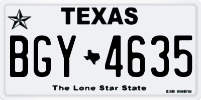 TX license plate BGY4635