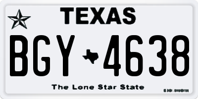 TX license plate BGY4638