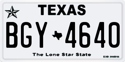 TX license plate BGY4640