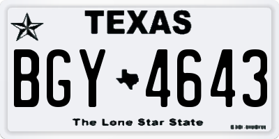 TX license plate BGY4643