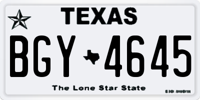 TX license plate BGY4645