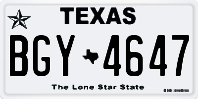TX license plate BGY4647