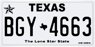TX license plate BGY4663