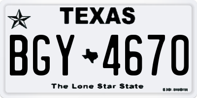 TX license plate BGY4670