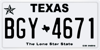 TX license plate BGY4671