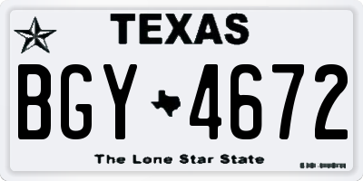 TX license plate BGY4672