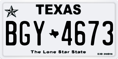 TX license plate BGY4673