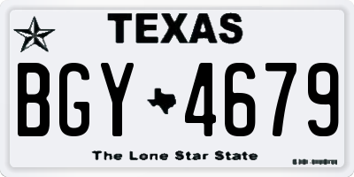 TX license plate BGY4679