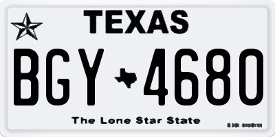 TX license plate BGY4680