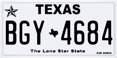 TX license plate BGY4684