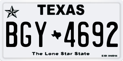 TX license plate BGY4692