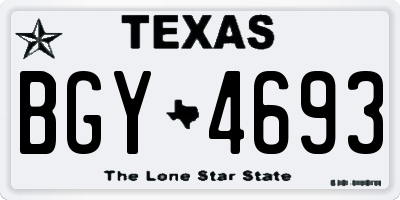 TX license plate BGY4693