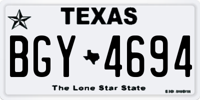 TX license plate BGY4694
