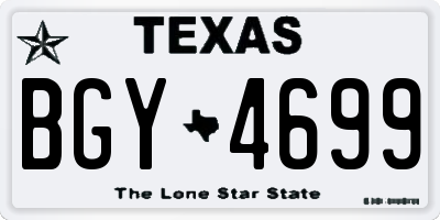 TX license plate BGY4699