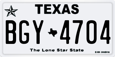 TX license plate BGY4704