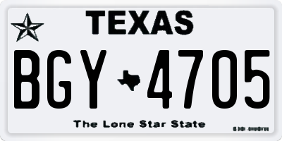 TX license plate BGY4705