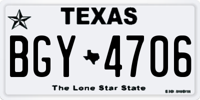 TX license plate BGY4706
