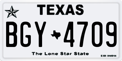TX license plate BGY4709