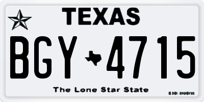 TX license plate BGY4715