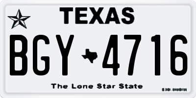 TX license plate BGY4716